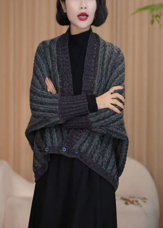 Boutique Blue O Neck Woolen Cardigan Batwing Sleeve RF014 ABC