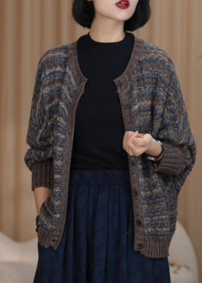 Boutique Blue O Neck Woolen Cardigan Batwing Sleeve RF014 ABC