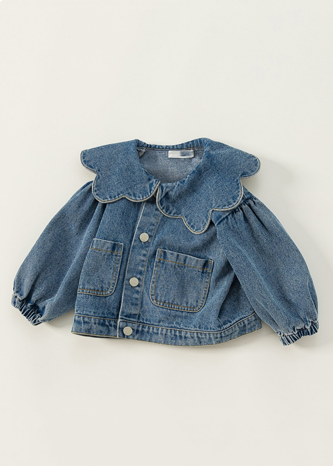 Boutique Blue Peter Pan Collar Patchwork Button Kids Denim Jacket Fall QV044 MM-RCTZCGTS241026