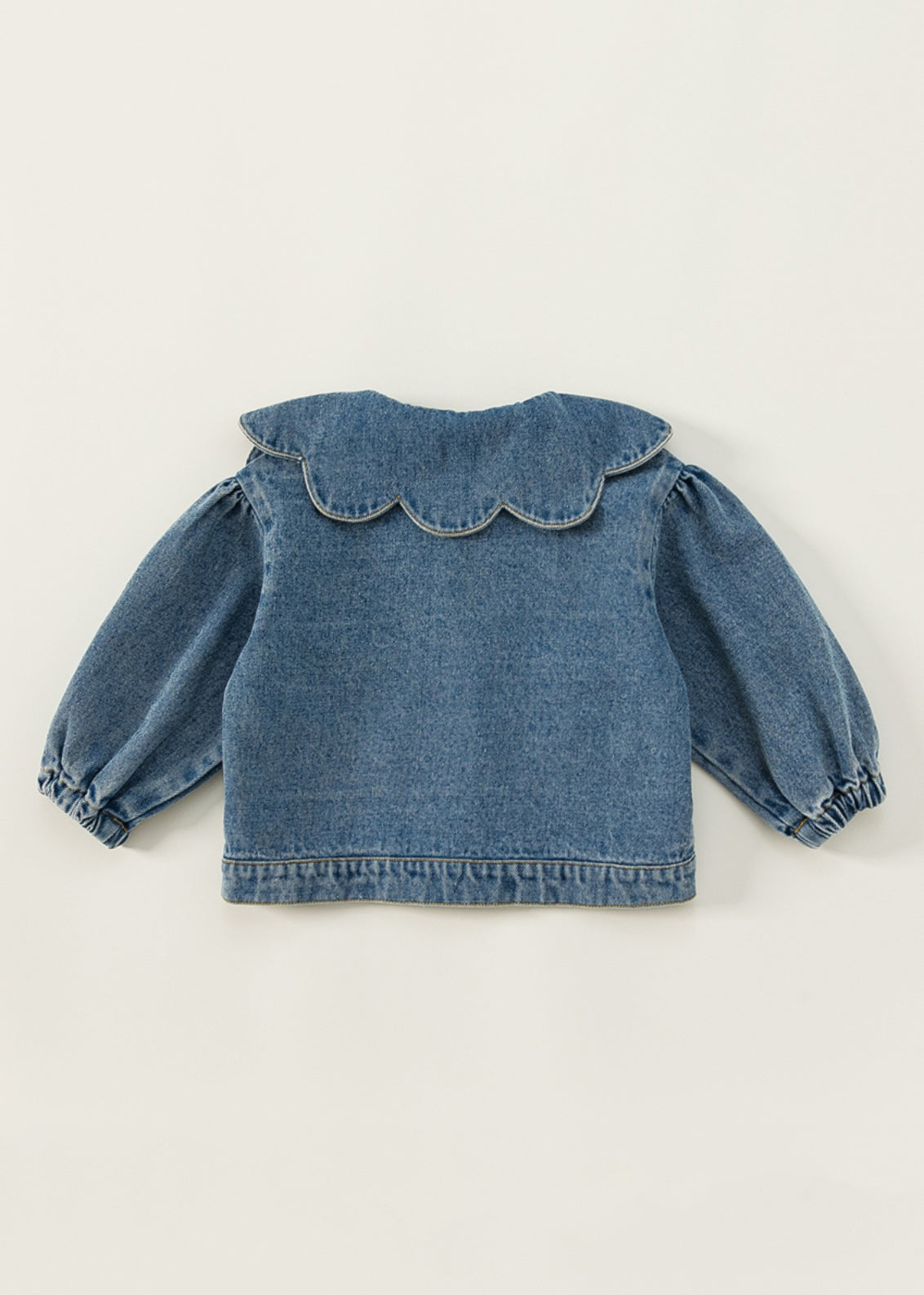 Boutique Blue Peter Pan Collar Patchwork Button Kids Denim Jacket Fall QV044 MM-RCTZCGTS241026