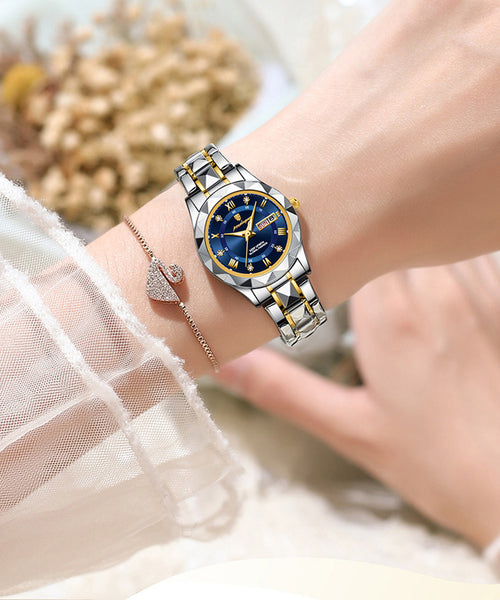 Crystal Sapphire Waterproof Steel Watches Stainless Boutique Blue FashionChic