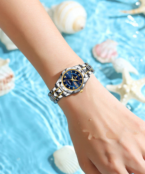 Crystal Sapphire Waterproof Steel Watches Stainless Boutique Blue FashionChic