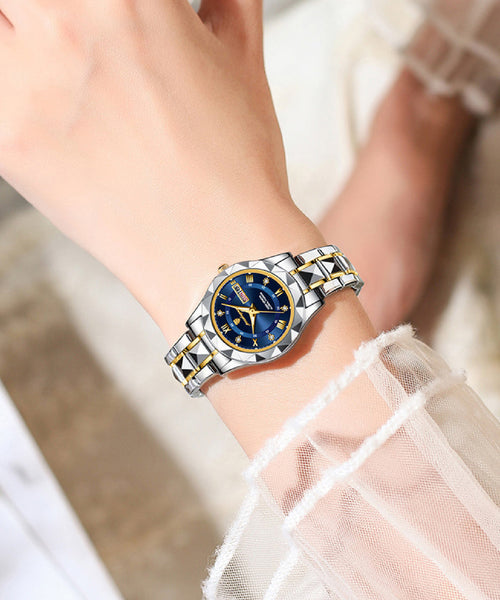 Crystal Sapphire Waterproof Steel Watches Stainless Boutique Blue FashionChic