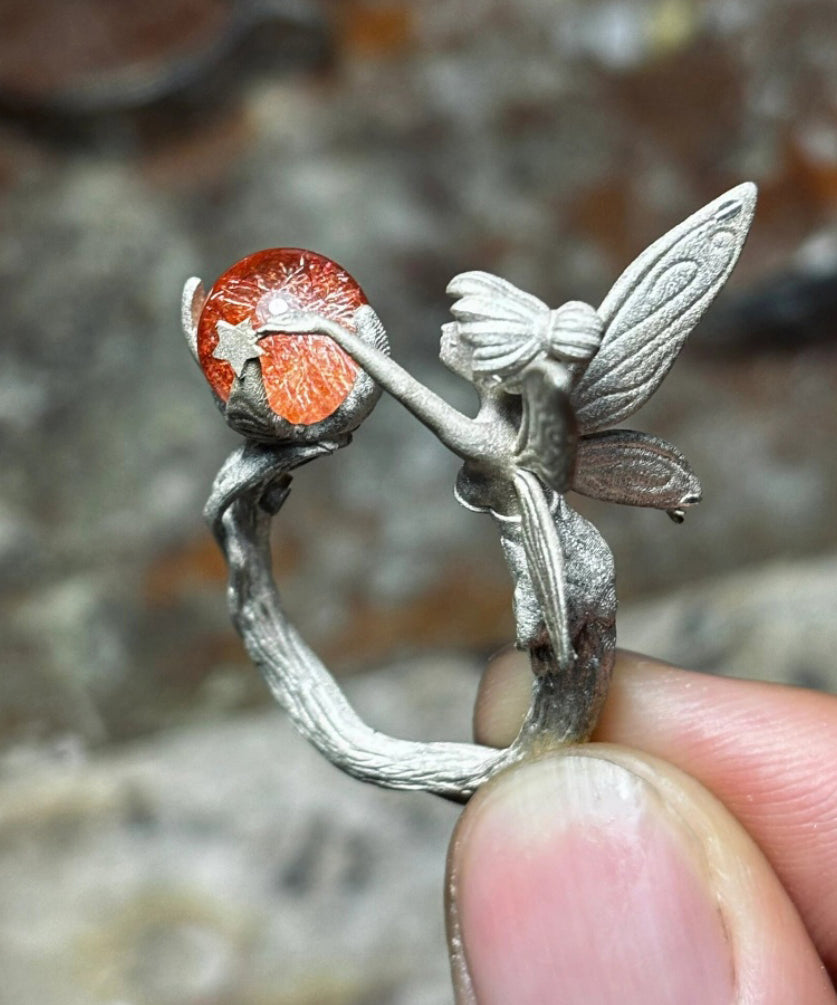 Boutique Blue Sterling Silver Glass Little People Rings QJ011 JEW-RIN241021