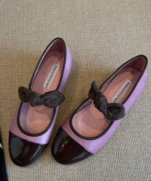 Shoes Green Bow Leather Flat Feet Boutique Splicing Cowhide FashionChic