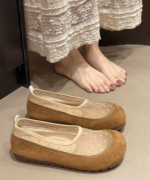 Splicing Breathable Mesh Yellow Boutique Platform Shoes Flat FashionChic