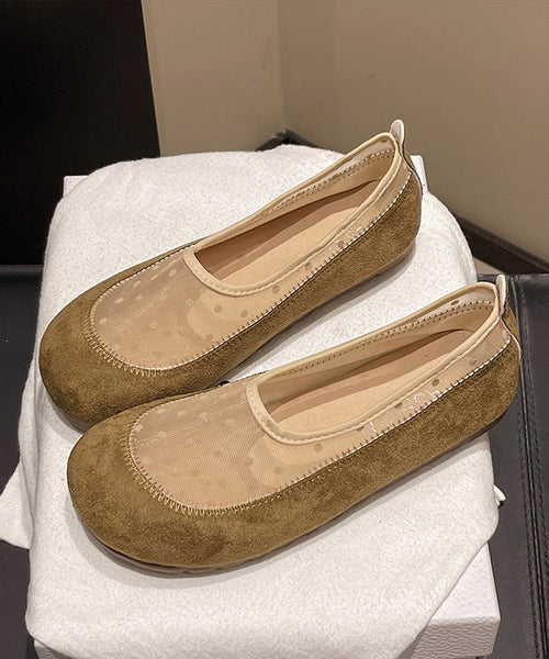 Splicing Breathable Mesh Yellow Boutique Platform Shoes Flat FashionChic