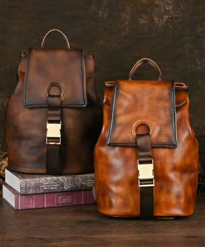 Calf Backpack Brown Capacity Bag Large Boutique Leather FashionChic
