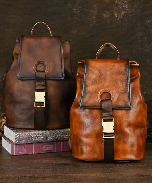 Calf Backpack Brown Capacity Bag Large Boutique Leather FashionChic