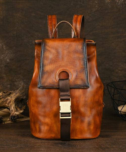 Calf Backpack Brown Capacity Bag Large Boutique Leather FashionChic