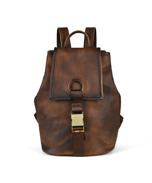 Calf Backpack Brown Capacity Bag Large Boutique Leather FashionChic