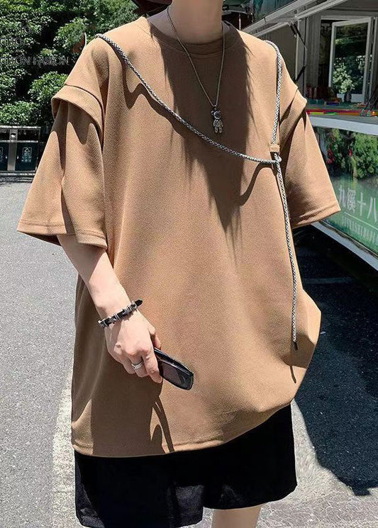 Summer Grunt Shirts Oversized Cotton Style Brown Men's Boutique FashionChic