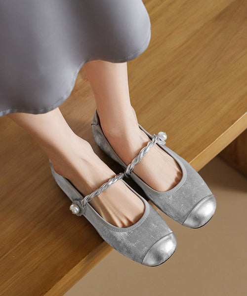 Apricot Cowhide Buckle Loafers Penny Strap Splicing Boutique FashionChic