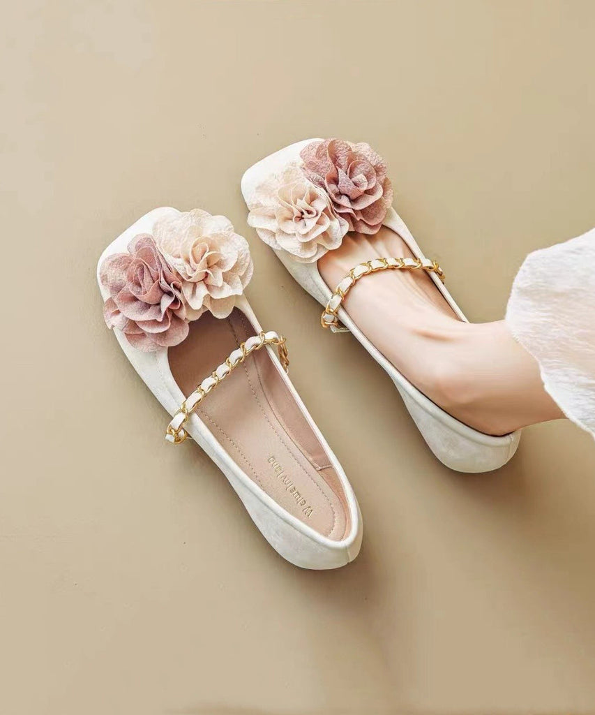 Boutique Comfortable Splicing Floral Beige Flats Shoes AA031 shoe-CS240815