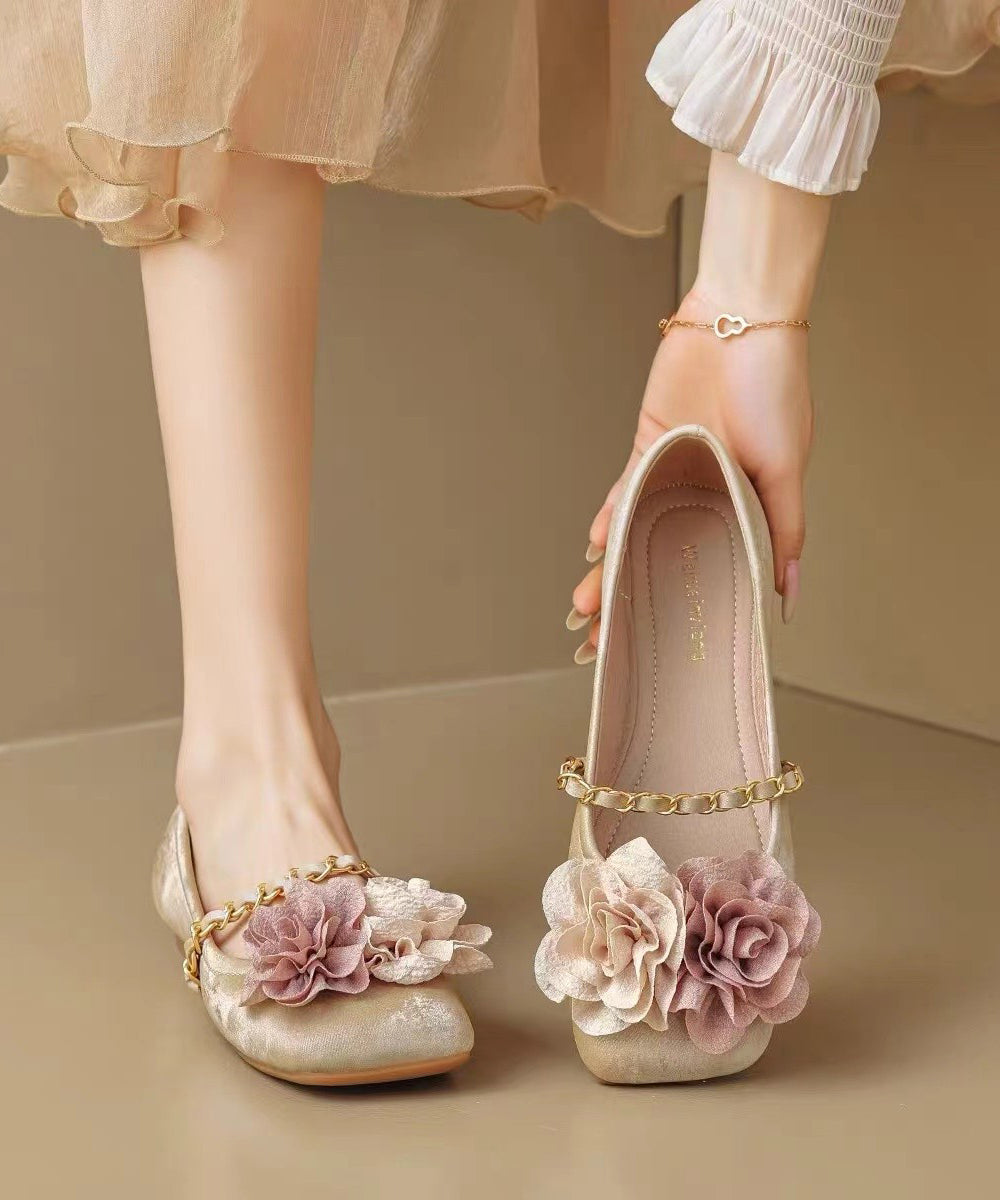 Boutique Comfortable Splicing Floral Beige Flats Shoes AA031 shoe-CS240815