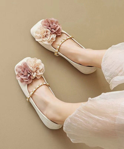 Boutique Comfortable Splicing Floral Beige Flats Shoes AA031 shoe-CS240815