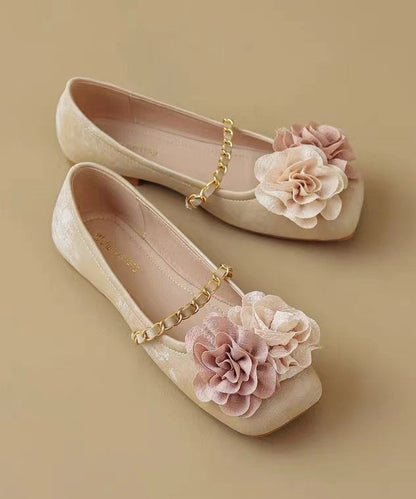 Boutique Comfortable Splicing Floral Beige Flats Shoes AA031 shoe-CS240815