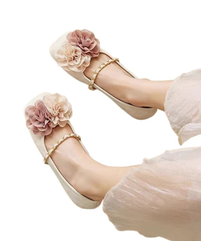 Boutique Comfortable Splicing Floral Beige Flats Shoes AA031 shoe-CS240815