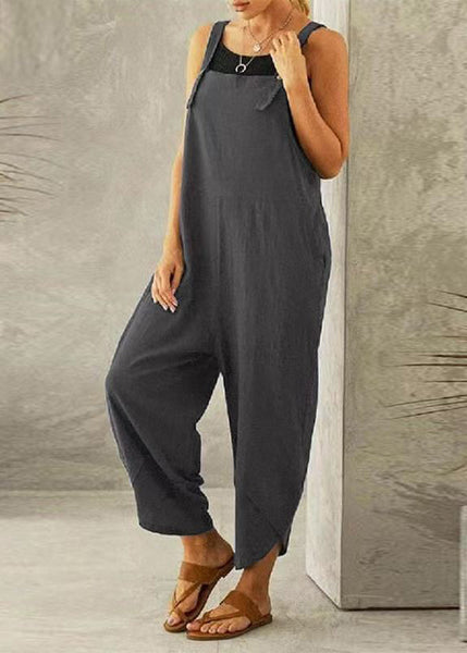 Jumpsuit Grey Slash Neck Boutique Dark Summer Patchwork FashionChic