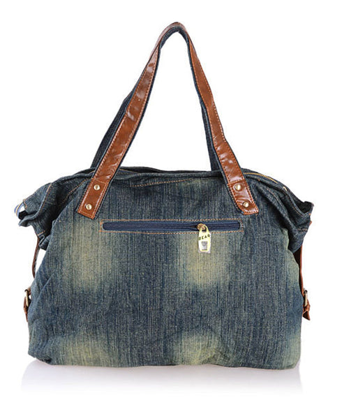 Boutique Denim Blue Patchwork Canvas Satchel Handbag MM088 Bag-BGS240620