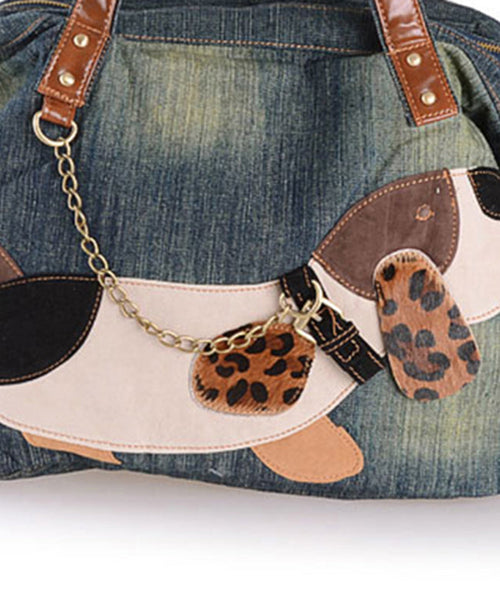 Boutique Denim Blue Patchwork Canvas Satchel Handbag MM088 Bag-BGS240620