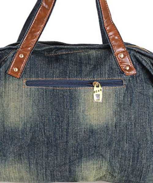 Boutique Denim Blue Patchwork Canvas Satchel Handbag MM088 Bag-BGS240620