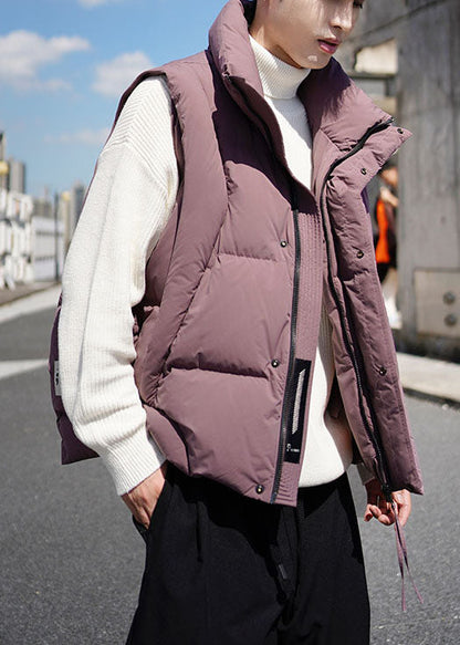 Boutique Dull Purple Zip Up Warm Duck Down Mens Vests Winter TK028