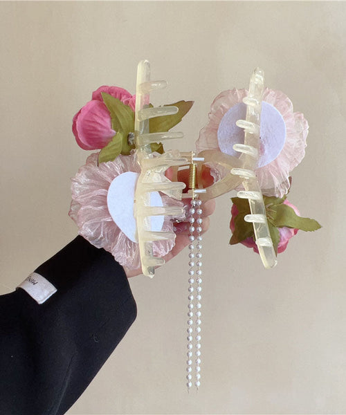 Tulle Hairpin Floral Tassel Fabric Boutique Pearl FashionChic