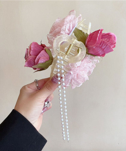 Tulle Hairpin Floral Tassel Fabric Boutique Pearl FashionChic