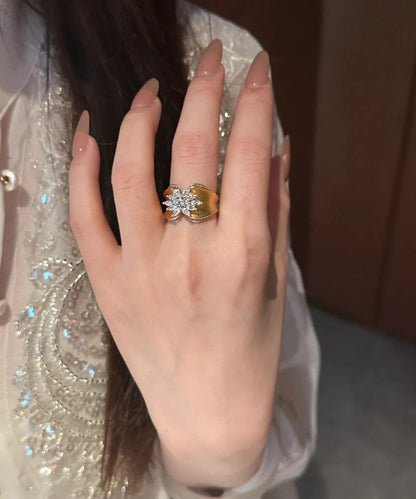 Boutique Gold Alloy Butterfly Zircon Rings WQ011 JEW-RIN241102