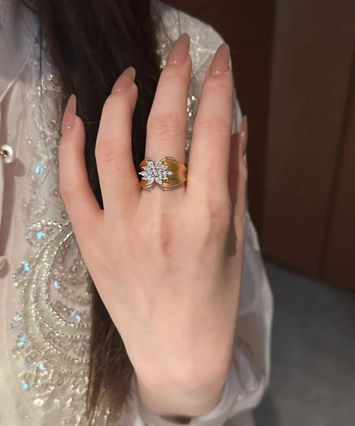 Boutique Gold Alloy Butterfly Zircon Rings WQ011 JEW-RIN241102