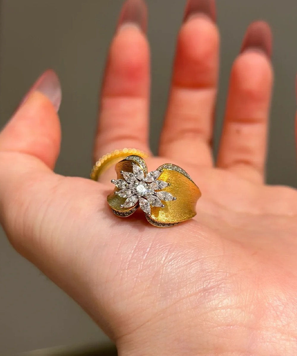 Boutique Gold Alloy Butterfly Zircon Rings WQ011 JEW-RIN241102