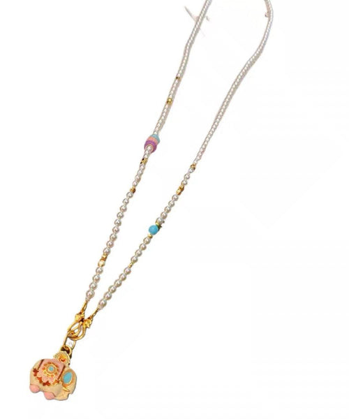 Pendant Pearl Alloy Boutique Gold Elephant Little Necklace Beads FashionChic