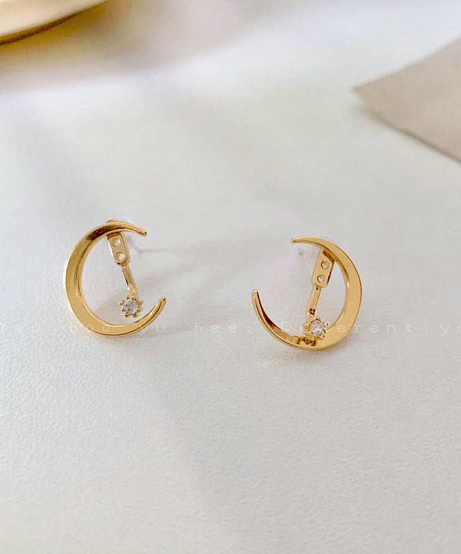 Boutique Gold Alloy Zircon Moon Star Hoop Earrings ET031 ABC