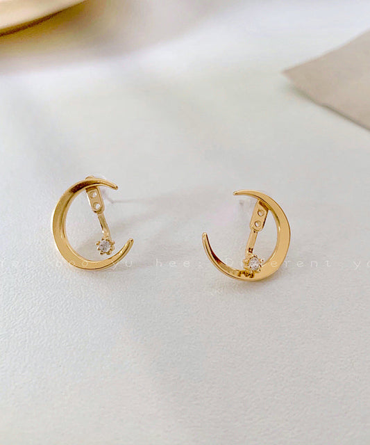 Boutique Gold Alloy Zircon Moon Star Hoop Earrings ET031 ABC