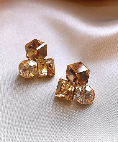 Boutique Gold Copper Alloy Crystal Stud Earrings YD004 ABC