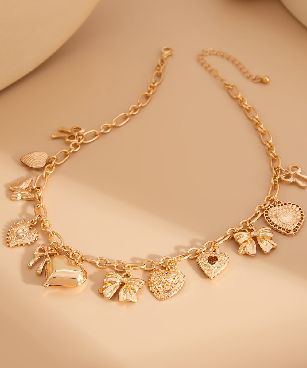 Necklace Love Boutique Bow Gold Copper Pendant Alloy FashionChic