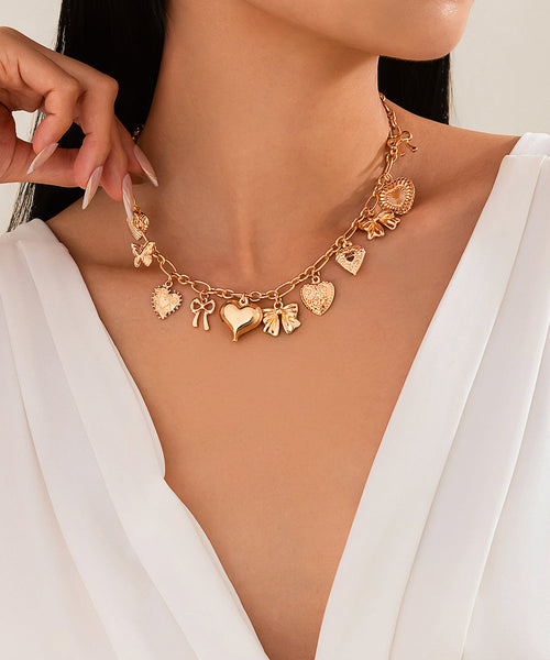 Necklace Love Boutique Bow Gold Copper Pendant Alloy FashionChic