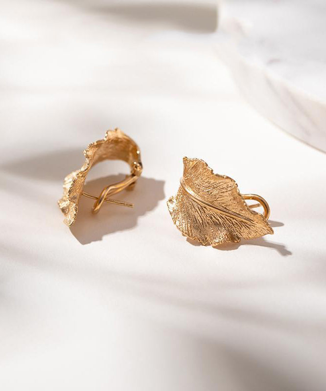 Overgild Earrings Gold Leaf Hoop Boutique Copper FashionChic