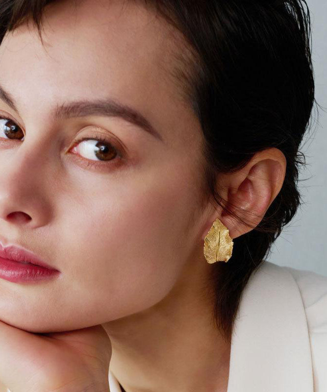 Overgild Earrings Gold Leaf Hoop Boutique Copper FashionChic