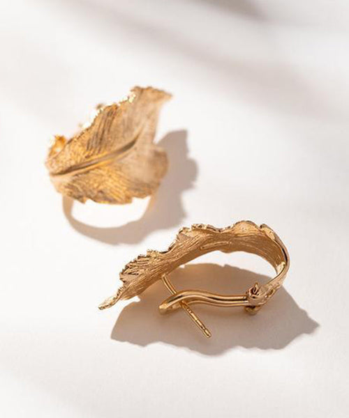 Overgild Earrings Gold Leaf Hoop Boutique Copper FashionChic