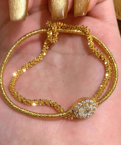 Overgild Silver Sterling Boutique Zircon Set Piece Two Gold FashionChic