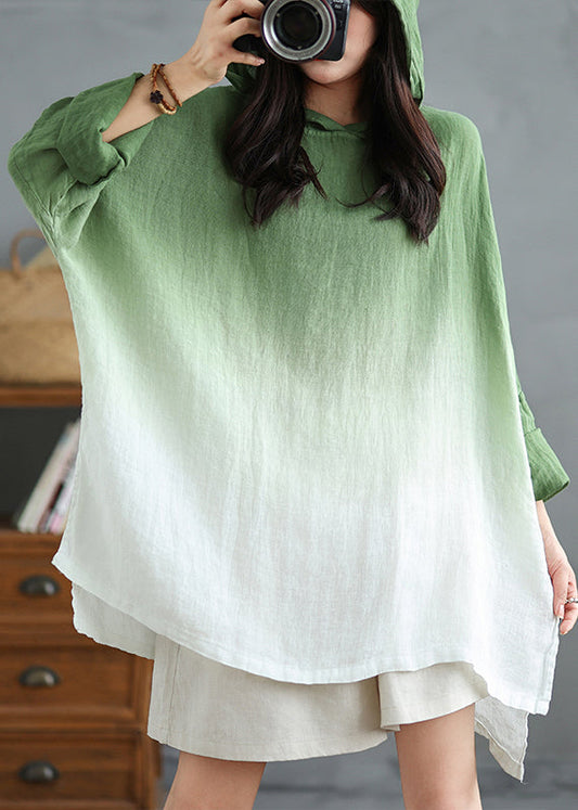 Boutique Gradient Green Oversized Cotton Hooded Tops Spring TM041 ABC