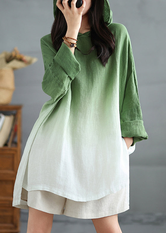 Boutique Gradient Green Oversized Cotton Hooded Tops Spring TM041 ABC