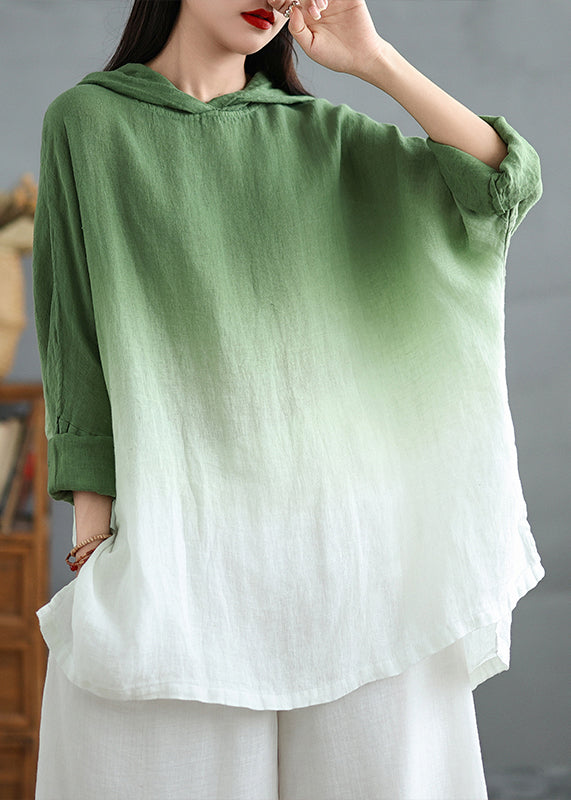 Boutique Gradient Green Oversized Cotton Hooded Tops Spring TM041 ABC