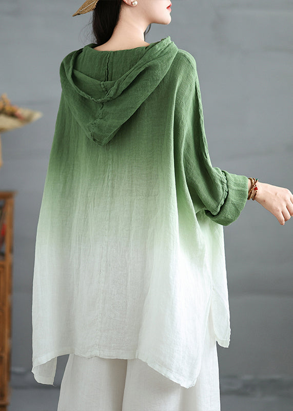 Boutique Gradient Green Oversized Cotton Hooded Tops Spring TM041 ABC