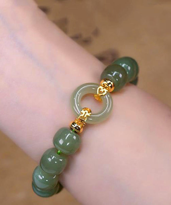 Boutique Green Alloy Jade Ping An buckle Chain Bracelet TX022