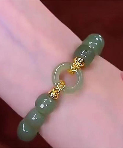 Boutique Green Alloy Jade Ping An buckle Chain Bracelet TX022