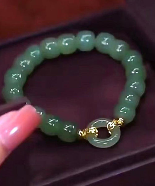 Boutique Green Alloy Jade Ping An buckle Chain Bracelet TX022