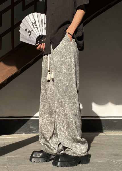 Boutique Green Pockets Print Ice Silk Mens Pants Summer YT047 Men-Silk-MENP240721